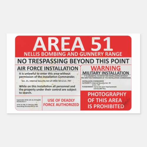 Area 51 Sign Rectangular Sticker