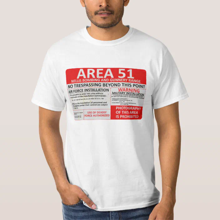 Forbidden Area 51 UFO Alien Fun Adult T Shirt