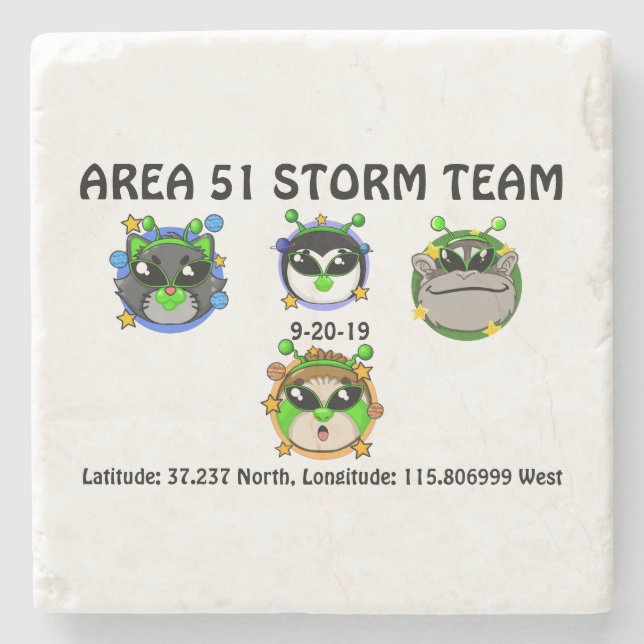 Area 51 storm team stone coaster (Front)