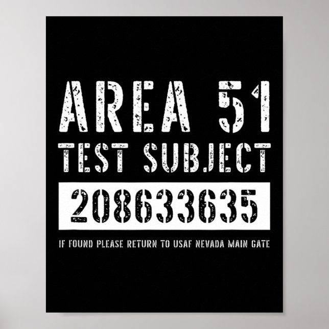 Area 51 Test Subject 3635 Alien Abduction Hallowee Poster (Front)