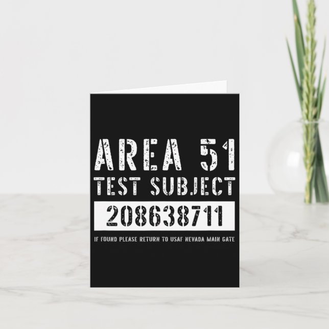 Area 51 Test Subject 8711 Alien Abduction Hallowee Card (Front)