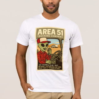 Area 51 Truck Driver Roswell Aliens 1950's Retro T-Shirt