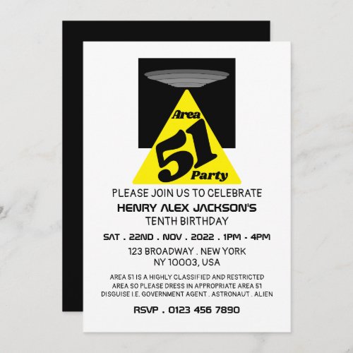 Area 51 UFO Birthday Invitation