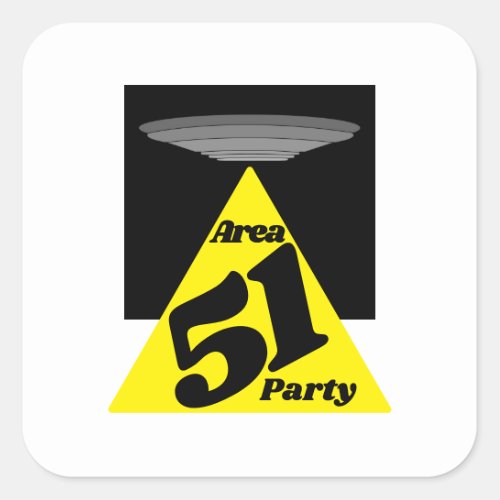 Area 51 UFO Birthday Square Sticker