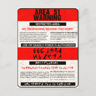 Area 51 Warning Postcard
