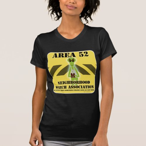 Area 52 With Alien Cartoon Logo Design T_Shirt