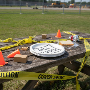 Area Closed Sign Warning Restricted Zone  Paper Plates