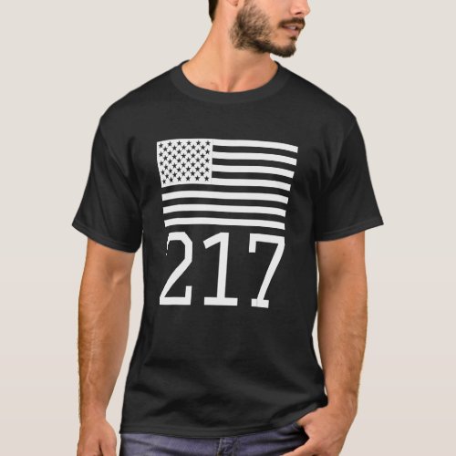Area Code 217 American Flag Usa Springfield Illino T_Shirt
