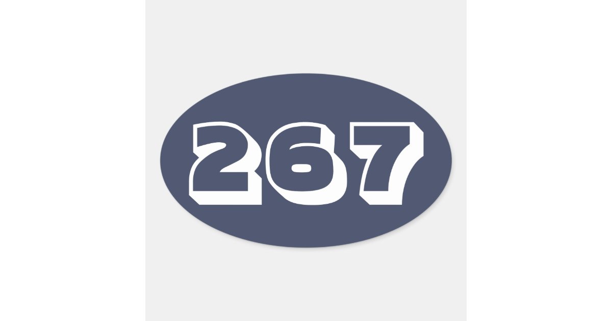 Area Code 267 (Philadelphia) Oval Sticker | Zazzle
