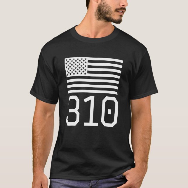 Area Code 310 American Flag Usa Los Angeles Califo T-Shirt (Front)