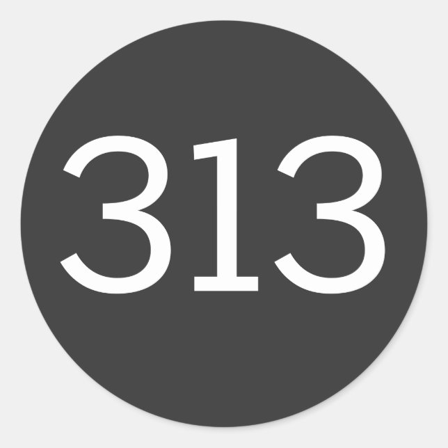 Area Code 313 (Detroit) Classic Round Sticker (Front)