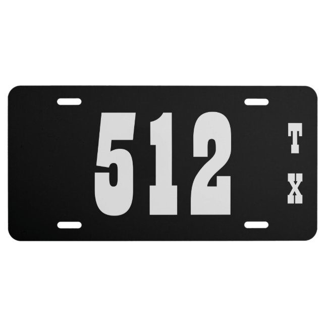 Area Code 512 (Austin, TX) License Plate (Front)