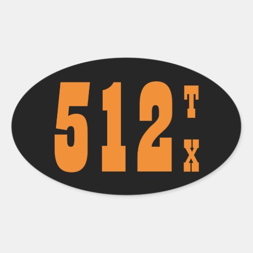 Area Code 512 Austin TX Oval Sticker