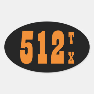 Area Code 512 (Austin, TX) Oval Sticker