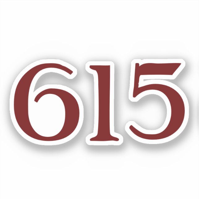 Area Code 615 (Nashville) Sticker (Front)