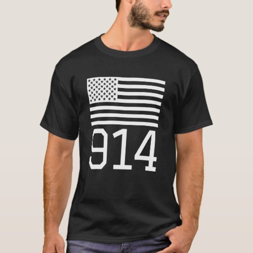 Area Code 914 American Flag Usa Westchester County T_Shirt