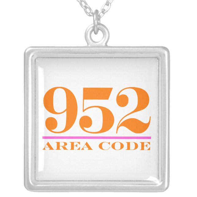 Area Code 952 Silver Plated Necklace (Front)