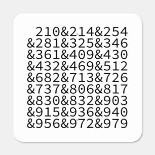 Area Codes Texas Metal Sign