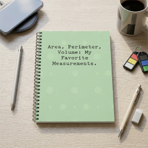 Area, perimeter, volume: my favorite measurements. notebook