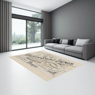 Area Rug, Paris France Beige and Black  Rug