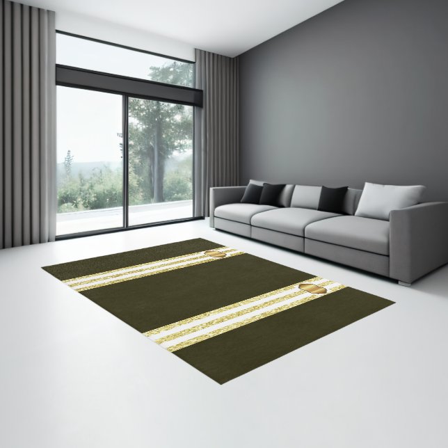 Area Rug, Yellow White Stripe  Rug (Insitu (Indoor 3))