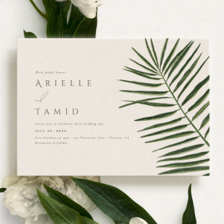 Areca Modern Watercolor Palm Landscape Wedding Invitation