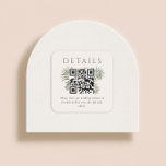 Areca Modern Watercolor Palm Wedding QR Code Square Sticker<br><div class="desc">The Areca Modern Watercolor Palm invitation design features a sophisticated layout with a soft cream background. At the top and bottom edges, delicate watercolor flowers in warm shades of orange, cream, and muted browns frame the text, adding a natural and organic touch to the design. The floral arrangement is artfully...</div>