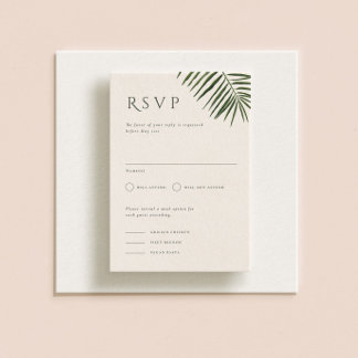 Areca Modern Watercolor Palm Wedding RSVP Invitation