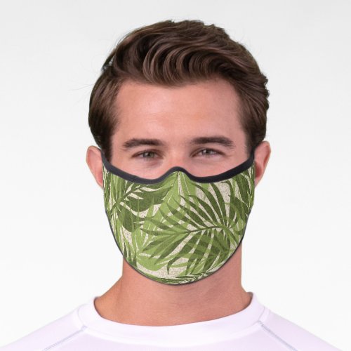 Areca Palm Leaves Camo Green Premium Face Mask
