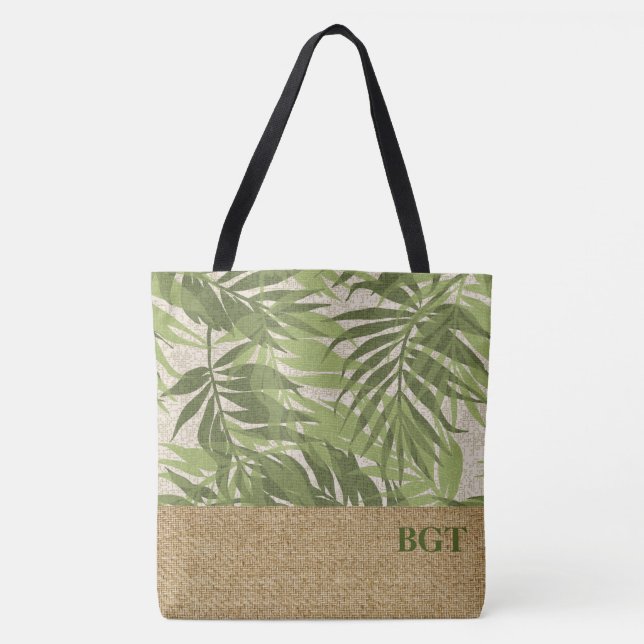 Areca Palms Hawaiian Tropical Grass Cloth Tote Bag (Front)