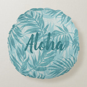 Areca Palms Hawaiian Tropical Vintage Aloha Round Pillow