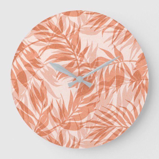 Areca Palms Hawaiian Tropical Vintage Blush Large Clock (Front)