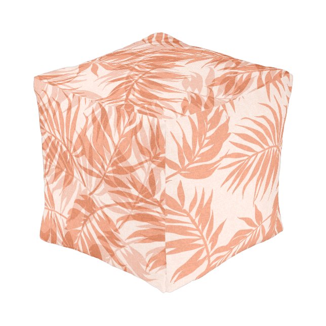 Areca Palms Hawaiian Tropical Vintage Blush Pouf (Angled Back)