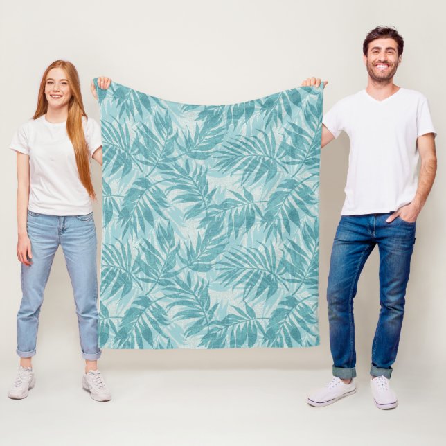 Areca Palms Hawaiian Tropical Vintage Fleece Blanket (In Situ)