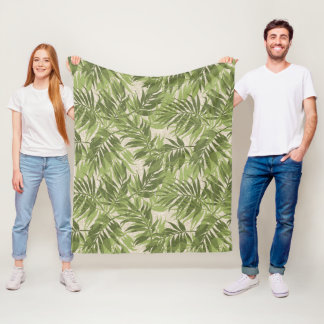 Areca Palms Hawaiian Tropical Vintage Fleece Blanket