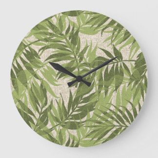 Areca Palms Hawaiian Tropical Vintage Green Large Clock