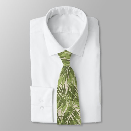 Areca Palms Hawaiian Tropical Vintage Green Neck Tie