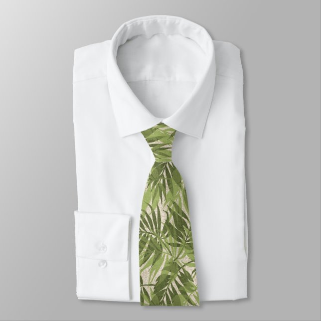 Areca Palms Hawaiian Tropical Vintage Green Neck Tie (Tied)