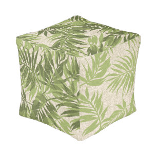 Areca Palms Hawaiian Tropical Vintage Green Pouf