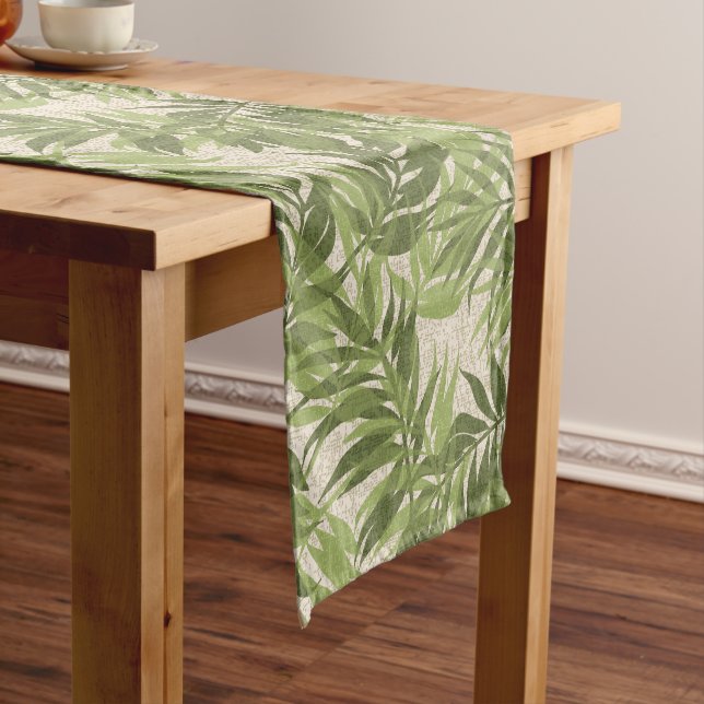 Areca Palms Hawaiian Tropical Vintage Short Table Runner (In Situ)