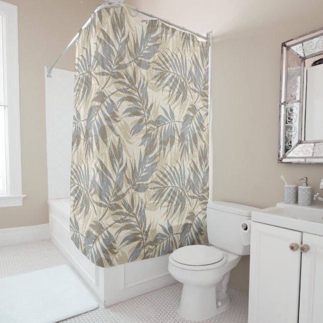 Areca Palms Hawaiian Tropical Vintage Shower Curtain (In Situ)
