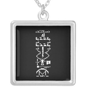 Arecibo Binary Message 1974 Silver Plated Necklace