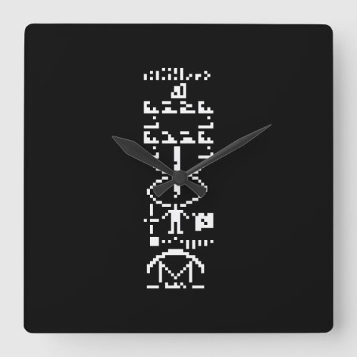 Arecibo Binary Message 1974 Square Wall Clock