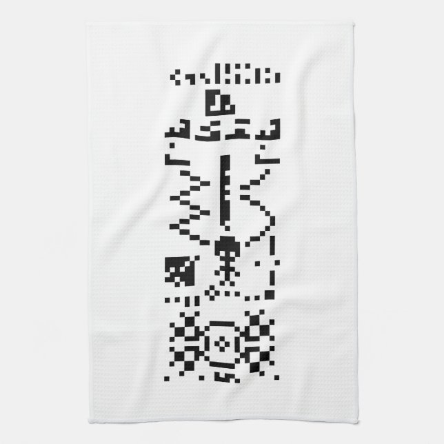 Arecibo Binary Message Reply Kitchen Towel (Vertical)