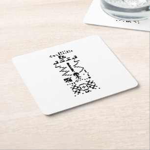 Arecibo Binary Message Reply Square Paper Coaster