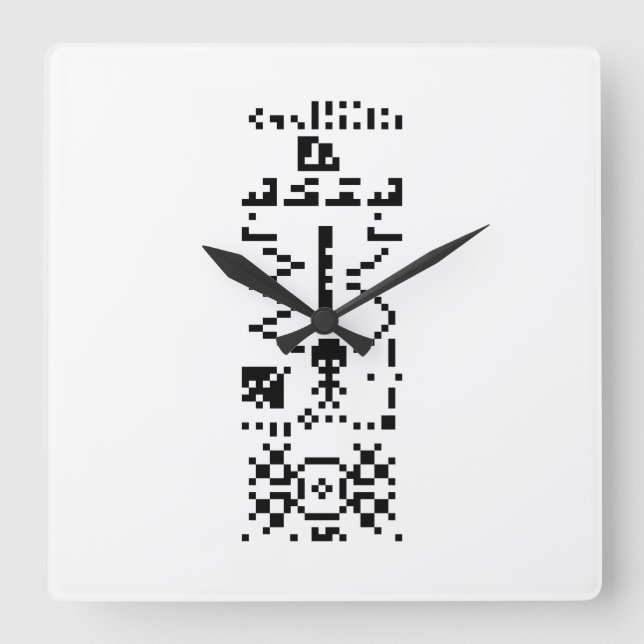 Arecibo Binary Message Reply Square Wall Clock (Front)