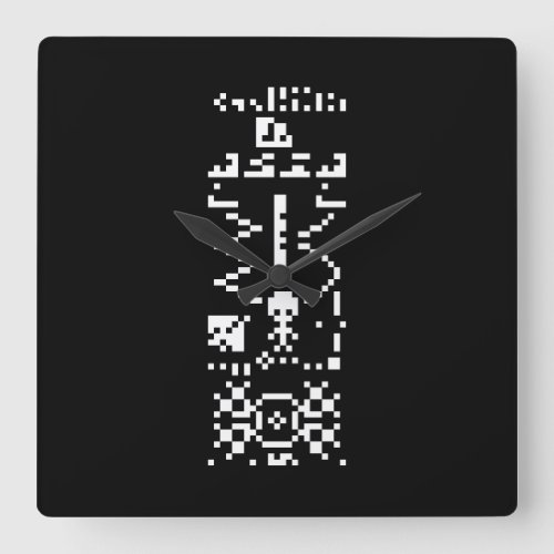 Arecibo Binary Message Reply Square Wall Clock