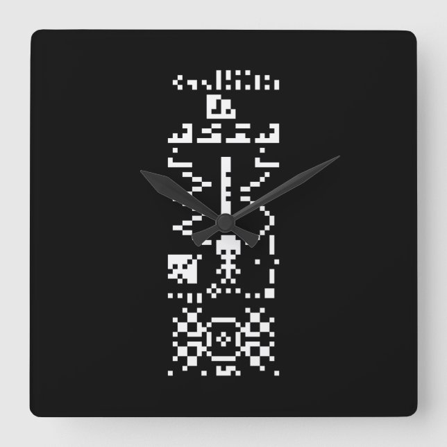 Arecibo Binary Message Reply Square Wall Clock (Front)