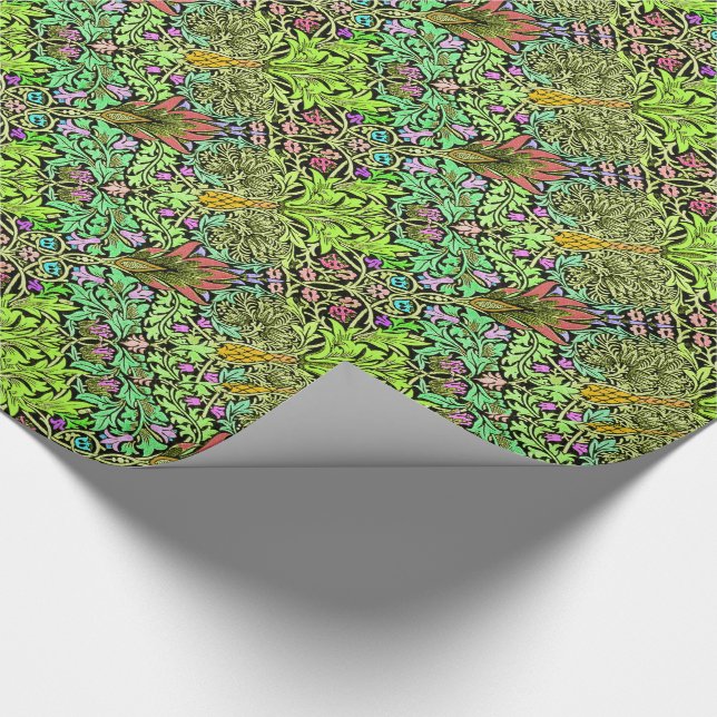 Arelene in forest green and floral wrapping paper (Corner)