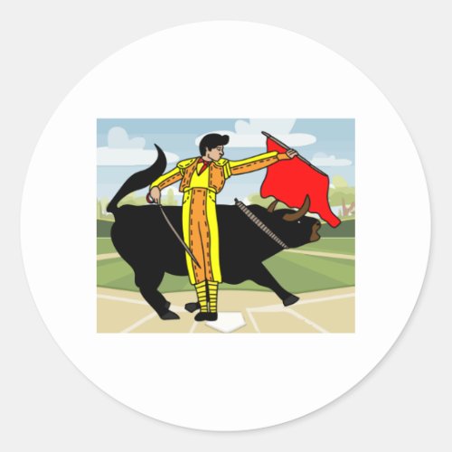 Arena Bullfight Torero Bull Classic Round Sticker